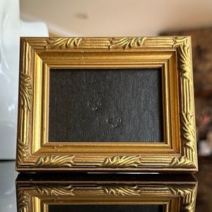 Vintage Metallic Gold Painted Wooden Art Deco Mini Picture Frame 2.5 x 3"